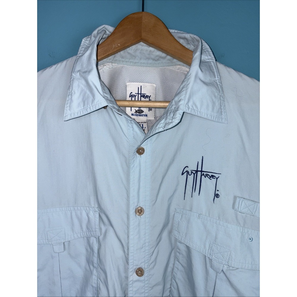 Guy Harvey Aftco Bluewater Embroidered Fishing Shirt Long Sleeve Vented Men's XL